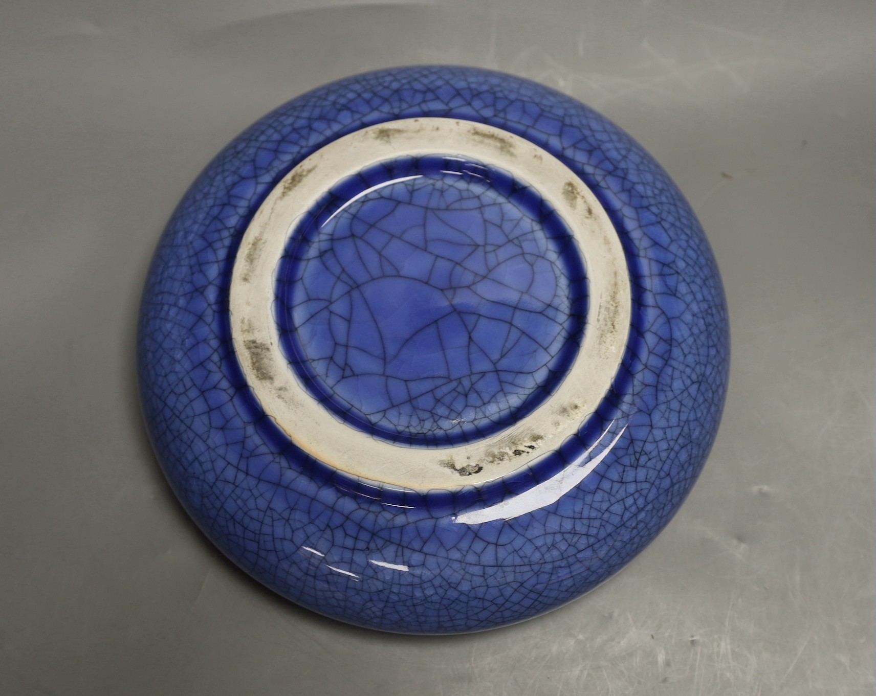 A Chinese blue crackle glaze bowl 25.5cm diameter